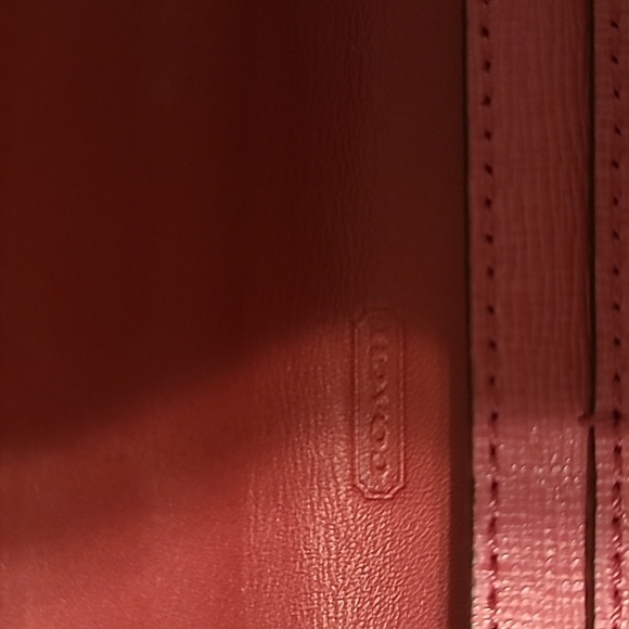 Coach Pink Saffiano Leather Pink Bifold Soft Wallet  GUC - Picture 7 of 10